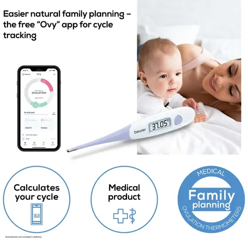 Термометър, Beurer OT 20 BasalControl Basic - Ovulation thermometer; Suitable for oral & vaginal measurements; Can be disinfected, Waterproof, Measuring time: Up to 3 minutes - 2