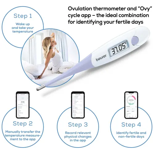 Термометър, Beurer OT 20 BasalControl Basic - Ovulation thermometer; Suitable for oral & vaginal measurements; Can be disinfected, Waterproof, Measuring time: Up to 3 minutes - 4