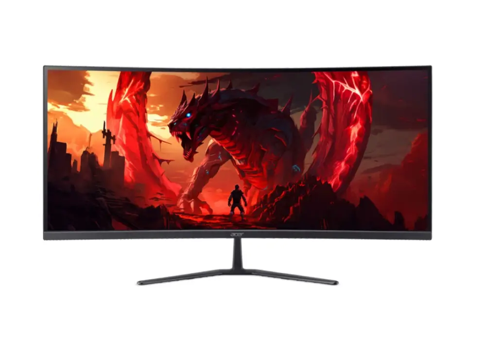 Монитор, Acer Nitro ED340CURJ0bmiipx, 34'' Curved 1500R WQHD (3440x1440), VA, 120Hz, 100M:1, 250 nits,  4ms (GTG)/1ms (VRB), 99% sRGB, FreeSync Premium, HDR10, 2xHDMI, DP, Audio Out, ZeroFrame, Speakers 2x2W, Tilt, VESA, Energy Class F, Black, 2Y