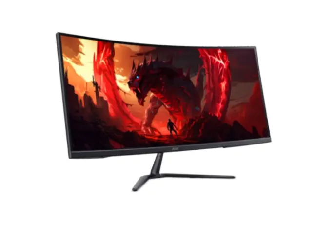Монитор, Acer Nitro ED340CURJ0bmiipx, 34'' Curved 1500R WQHD (3440x1440), VA, 120Hz, 100M:1, 250 nits, 4ms (GTG)/1ms (VRB), 99% sRGB, FreeSync Premium, HDR10, 2xHDMI, DP, Audio Out, ZeroFrame, Speakers 2x2W, Tilt, VESA, Energy Class F, Black, 2Y - image 1