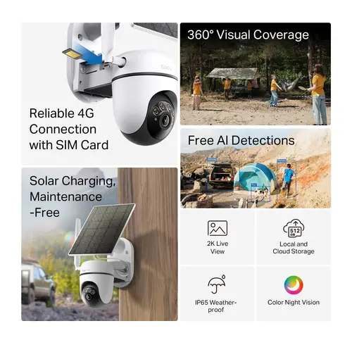 Cameră TP-Link Tapo C615G KIT, cameră de supraveghere 4G LTE cu alimentare solară - 2