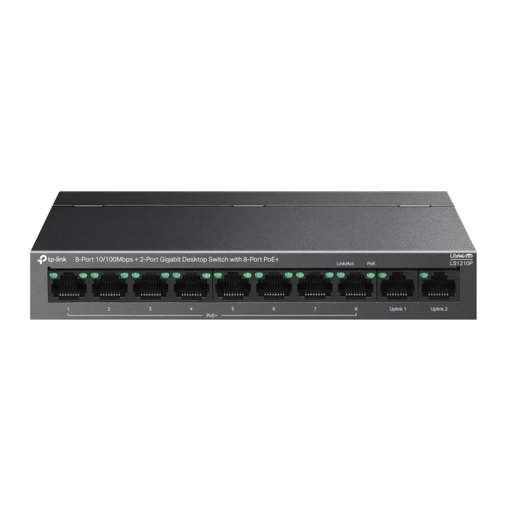 Комутатор TP-Link LS1210P, 8x10/100Mbps+ 2Gb. с 8 PoE+