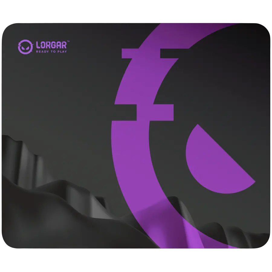 Design alb și negru cu imprimare completă, baza este din cauciuc negru cu logo LORGAR în relief, cu cusătură pe marginile tăiate