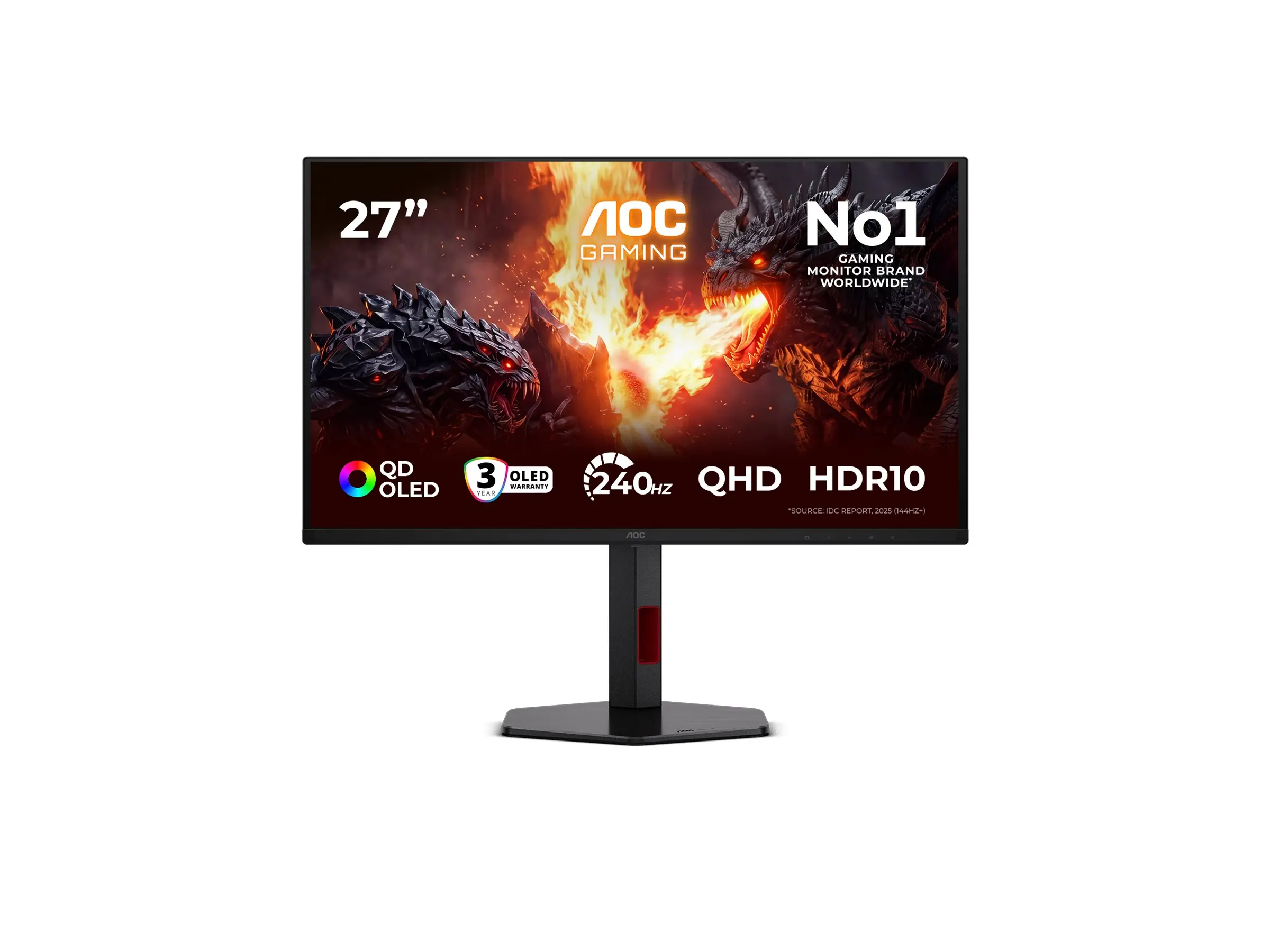 AOC Q27G4ZDR 27 inchi OLED 2560x1440 240Hz Adaptive Sync Timp de răspuns GtG 0.03ms 2 x USB-A 1 x USB-B HDMI 2.1 x 2 DisplayPort 1.4 x 1