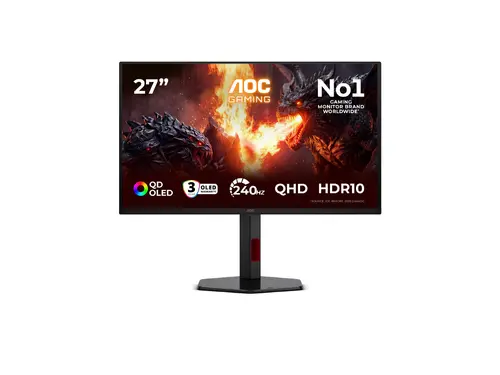 AOC Q27G4ZDR 27 inchi OLED 2560x1440 240Hz Adaptive Sync Timp de răspuns GtG 0.03ms 2 x USB-A 1 x USB-B HDMI 2.1 x 2 DisplayPort 1.4 x 1 - 1