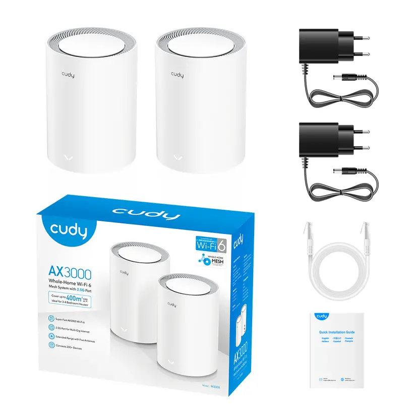 Ασύρματο σύστημα MESH Cudy M3000, 2 τεμάχια, AX3000 Dual Band, 2.4/5 GHz, 574 - 2402 Mbps - image 3