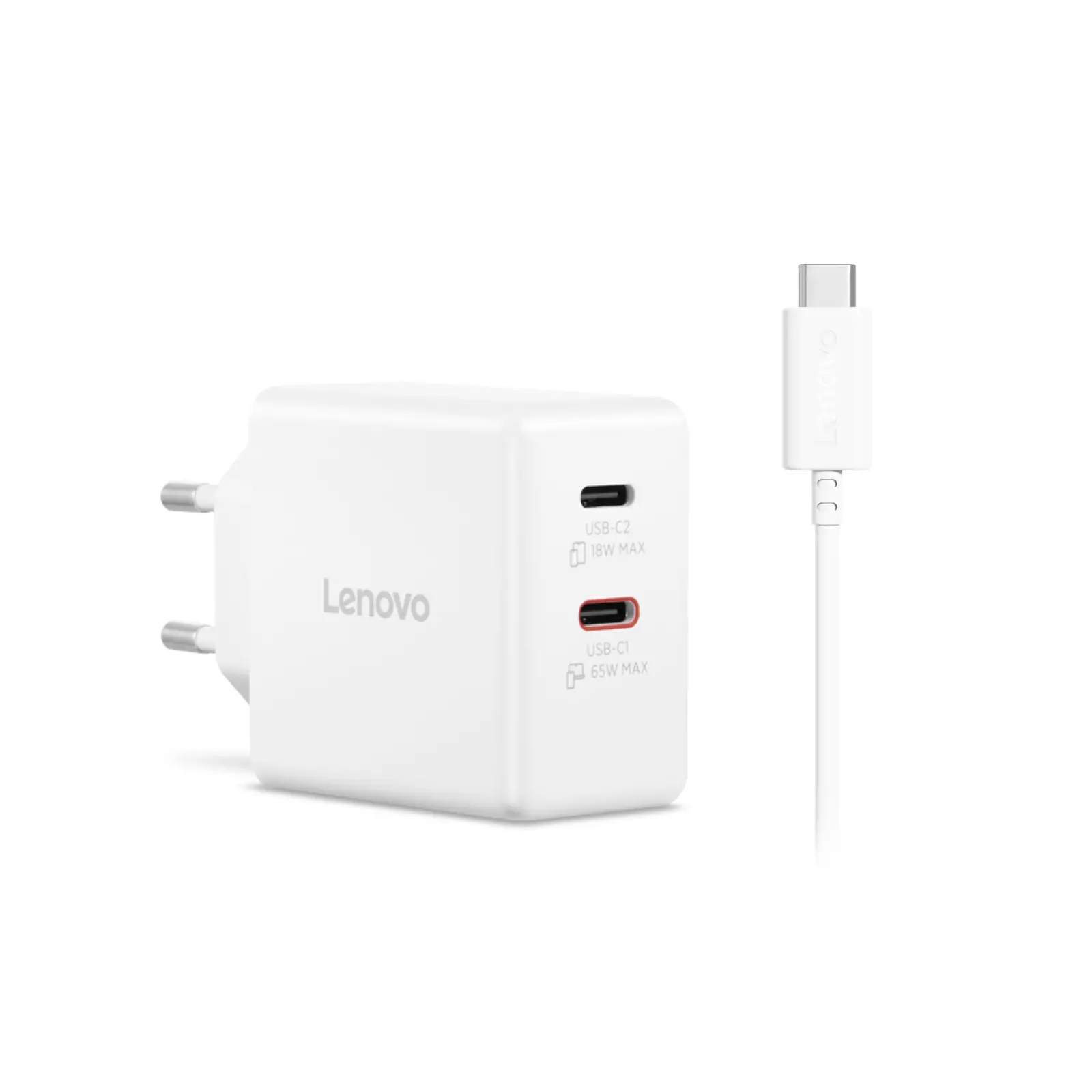 LENOVO DUAL 65W USB-C ADAPT WH - image 1