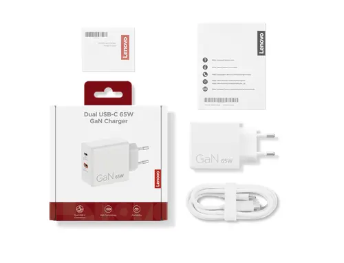 LENOVO DUAL 65W USB-C ADAPT WH - 1