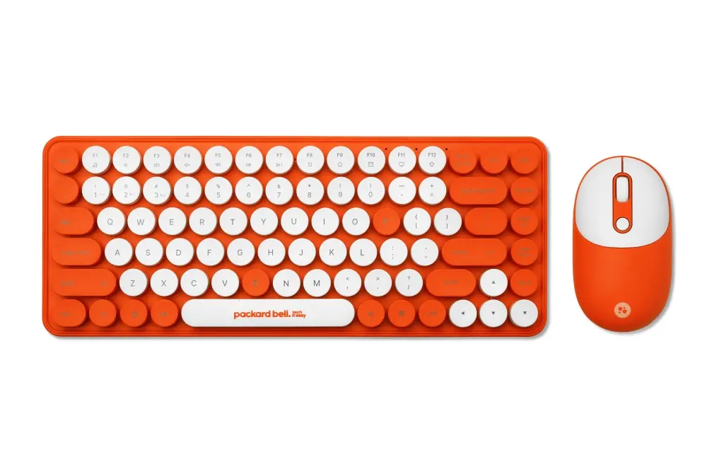 Комплект, PackardBell The Dot Combo, PBA 600, BT Keyboard and mouse, Ergonomic Slim Design, Quiet Keys, US layout, Orange