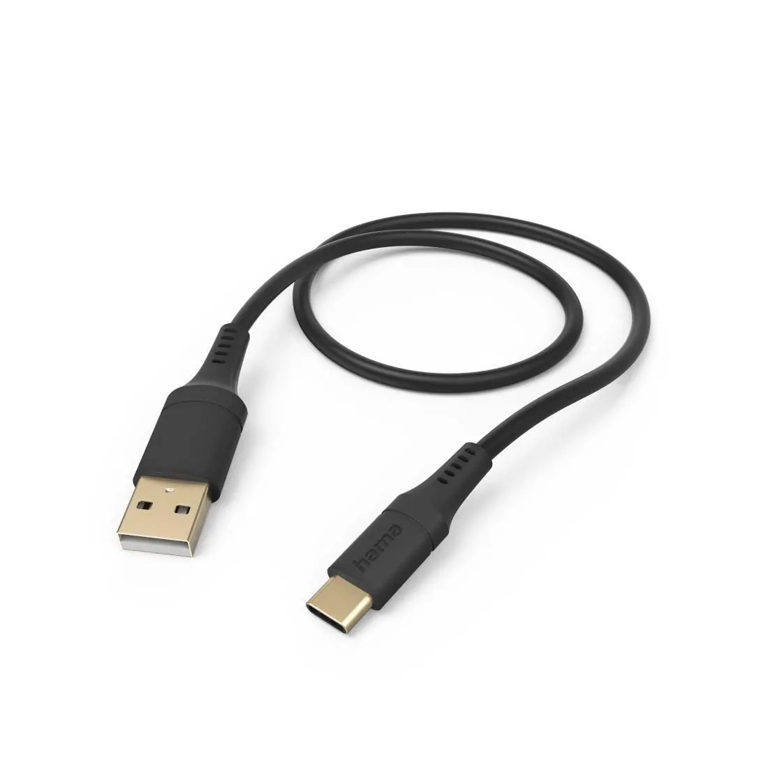 HAMA Καλώδιο φόρτισης "Flexible", USB-A - USB-C, 1.5 m, σιλικόνης, μαύρο