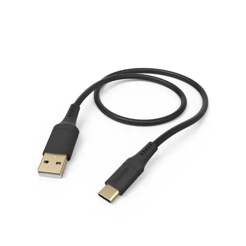 HAMA Кабел за зареждане "Flexible", USB-A - USB-C, 1.5 м, силиконов, черен - 1