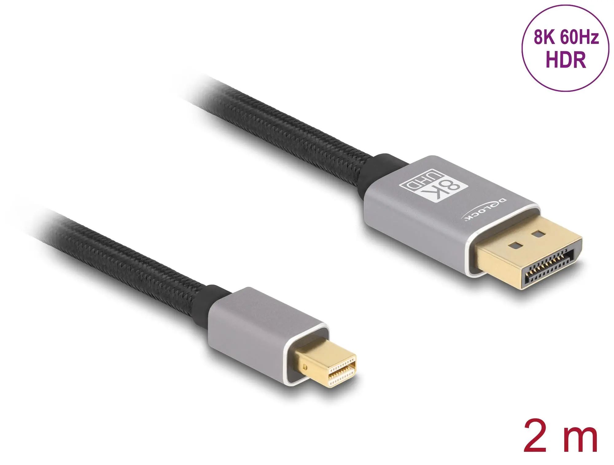 Delock Кабел Mini DisplayPort към DisplayPort, 8K, 60 Hz, 2 m - image 1