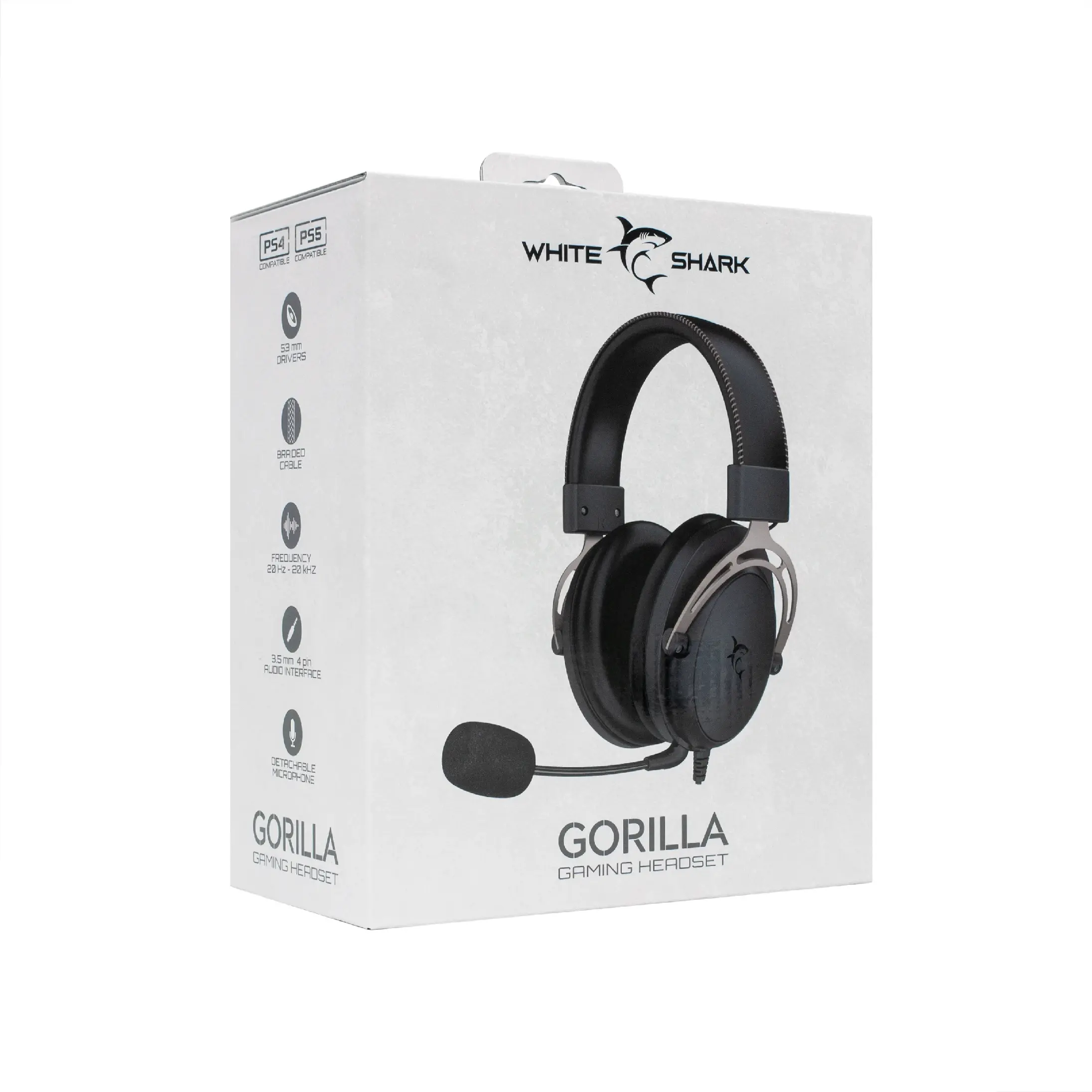 White Shark геймърски слушалки Gaming Headphones GORILLA BLACK/GREY - 53mm, Stereo 2.0 - image 6