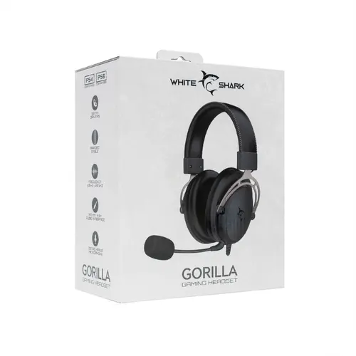 White Shark геймърски слушалки Gaming Headphones GORILLA BLACK/GREY - 53mm, Stereo 2.0 - 7