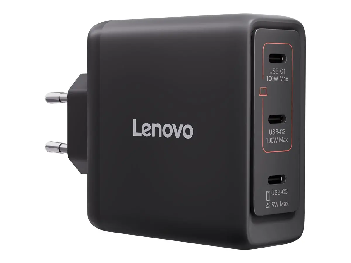 LENOVO Multi-port USB-C 100W GaN Charger Black -EU