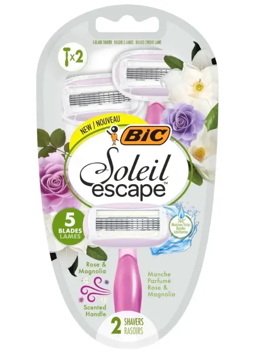 BLISTER APARATE DE ras PENTRU FEMEI DE 2 BUC. SOLEL ESCAPE 5 ROZ/MAGNOLIE BIC