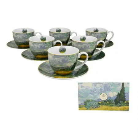 Комплект 6 чаши за кафе/чай с чинийки от Ван Гог, 932119 - image 1