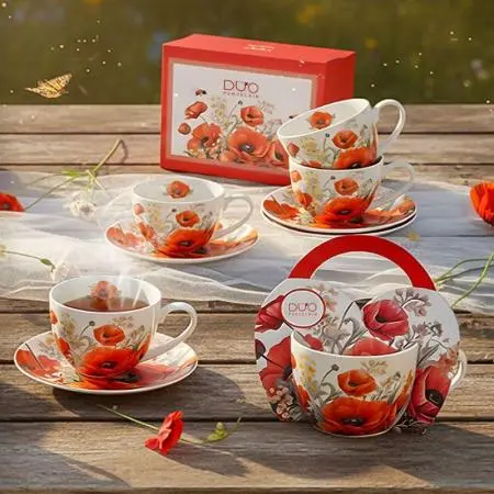 Две чаши за кафе/чай, макове, 939706 - 2