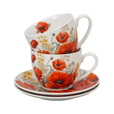 Две чаши за кафе/чай, макове, 939706 - 5