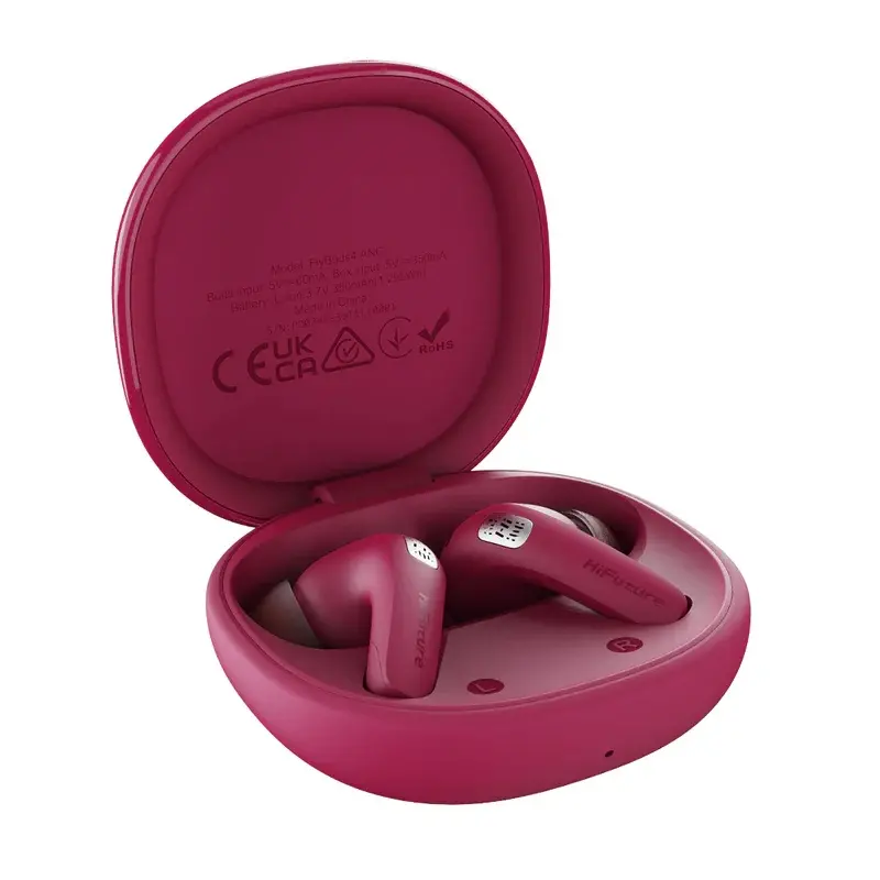 Слушалки, HiFuture FlyBuds 4 AI Hot Pink, Support AI Free Talk, Support 130+ Languages Translation,  Active Noise Cancelling, 4 MICS ENC, Wireless 5.4, Up to 10 Hours Battery Life by one charge, IPX5, Ultra Bass, Up to 35 Hours Battery Life combined