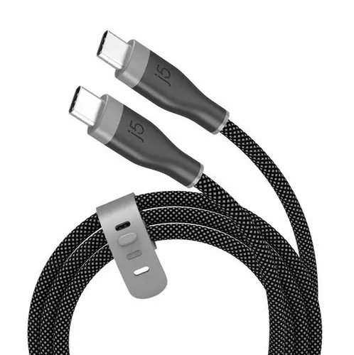 j5create Кабел USB-C мъжко– USB-C мъжко, 60 W, 1.8 m, черен - 1