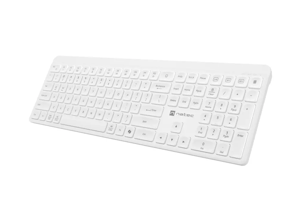 Клавиатура, Natec Wireless Keyboard Tang US, BT+2.4GHz, Silent, Slim, White - image 2