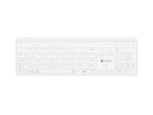 Клавиатура, Natec Wireless Keyboard Tang US, BT+2.4GHz, Silent, Slim, White - 1