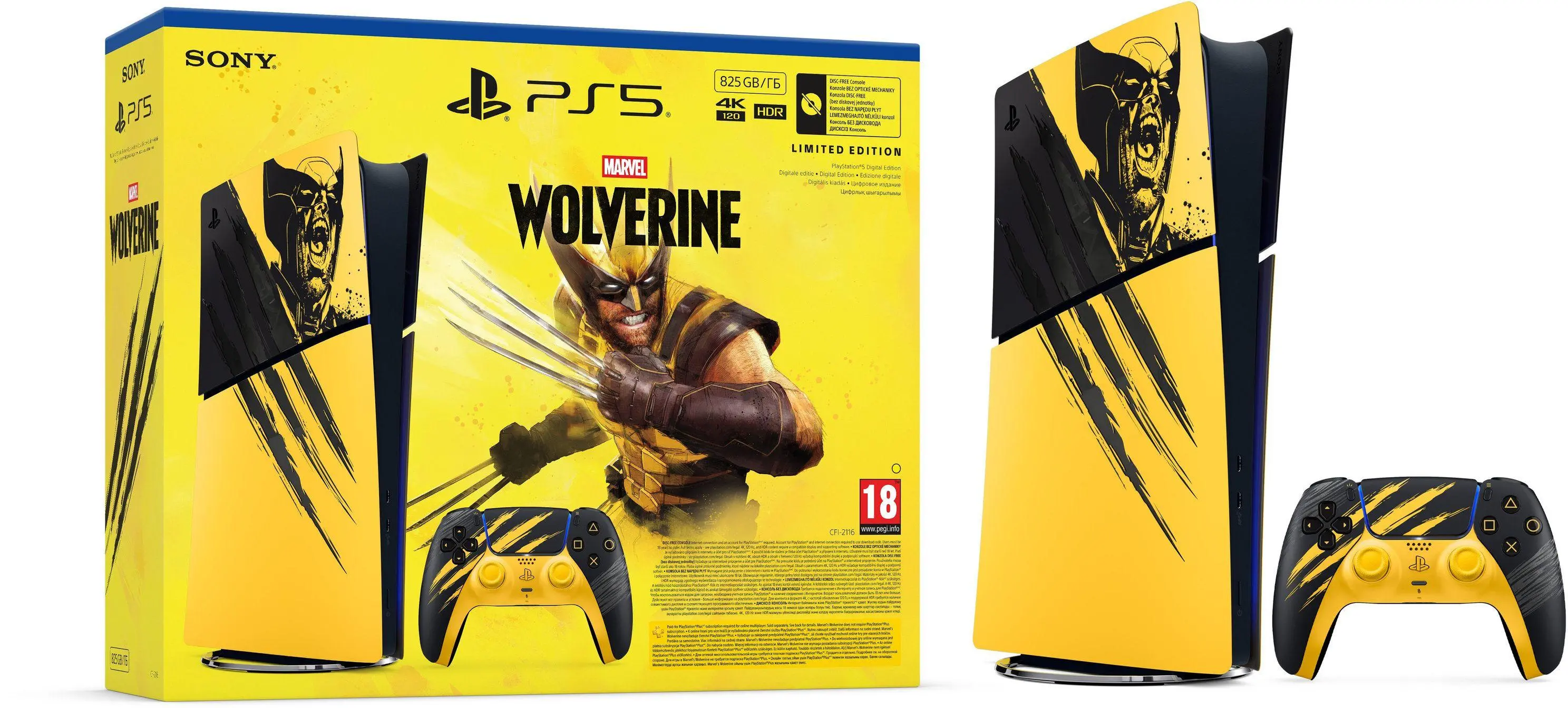 Конзола PlayStation 5 (Slim) - Digital Edition - Marvel’s Wolverine Battle Yellow Limited Edition Bundle - image 2