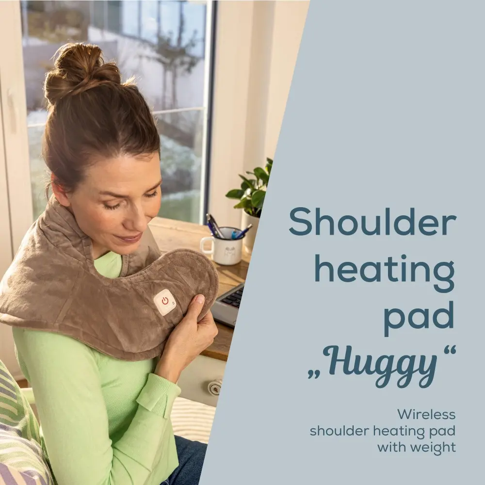 Термоподложка, Beurer HK 165 Huggy Taupe Shoulder heat pad; Soft & cosy material; lithium-ion battery; Soothing heat for up to 4 h; Machine-washable at 30°C; 3 temp. settings - image 2
