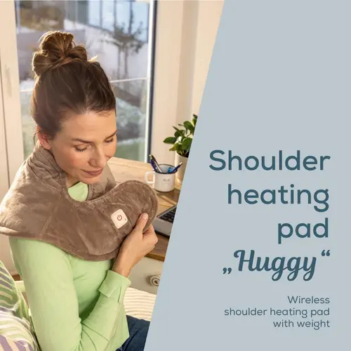 Термоподложка, Beurer HK 165 Huggy Taupe Shoulder heat pad; Soft & cosy material; lithium-ion battery; Soothing heat for up to 4 h; Machine-washable at 30°C; 3 temp. settings - 3
