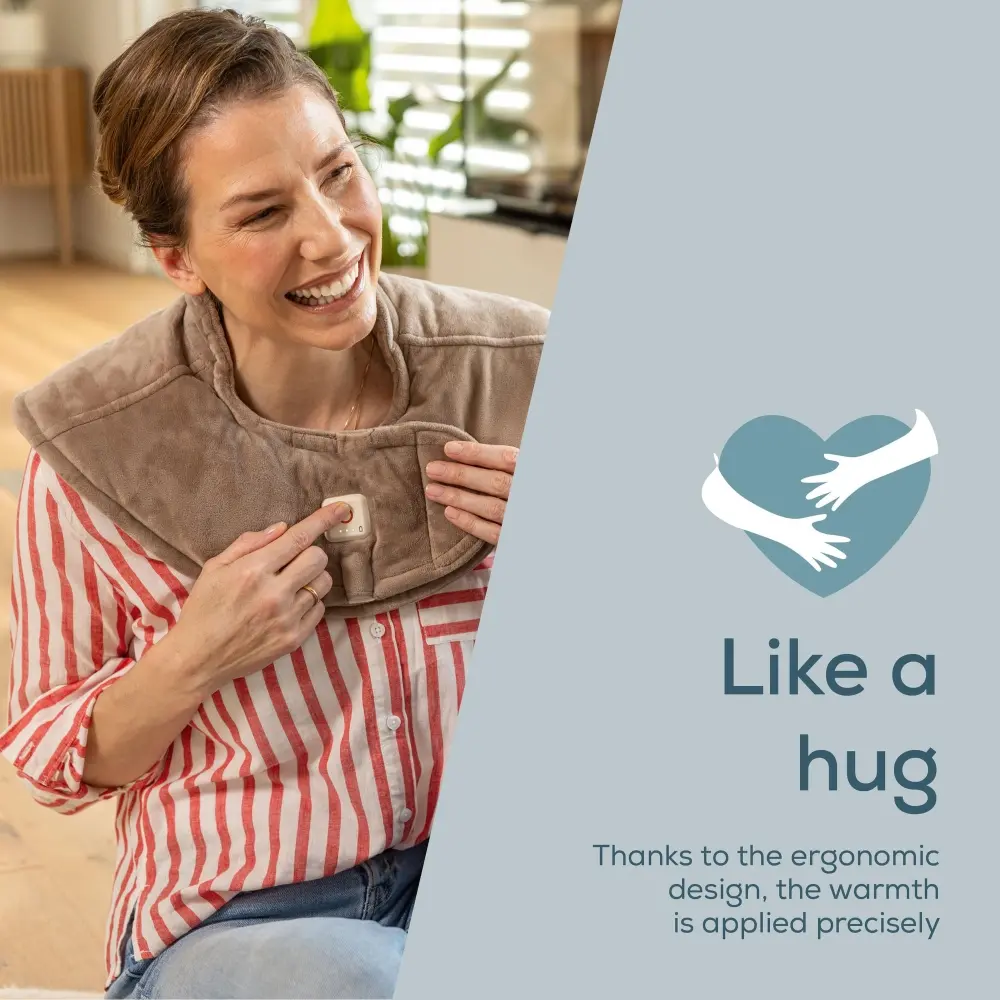 Термоподложка, Beurer HK 165 Huggy Taupe Shoulder heat pad; Soft & cosy material; lithium-ion battery; Soothing heat for up to 4 h; Machine-washable at 30°C; 3 temp. settings - image 5