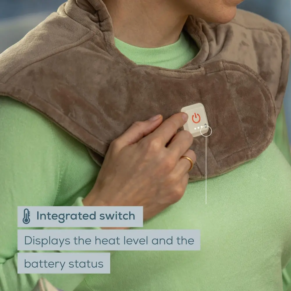 Термоподложка, Beurer HK 165 Huggy Taupe Shoulder heat pad; Soft & cosy material; lithium-ion battery; Soothing heat for up to 4 h; Machine-washable at 30°C; 3 temp. settings - image 6