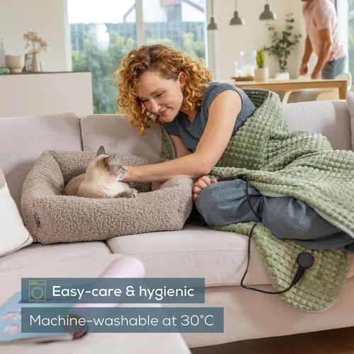 Термоподложка, Beurer HD 72 Waffle Sage Green Heated overblanket; Soft and cuddly surface; Machine-washable at 30°C; 3 temp. settings; 1.7kg. Lightweight blanket - 4