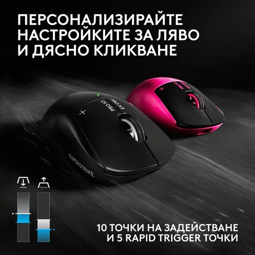 Геймърска мишка Logitech G Pro X3 Superstrike - Magenta Eclipse - 6