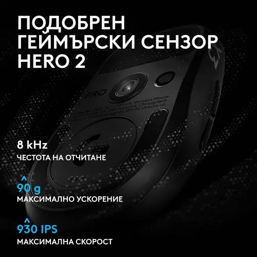 Геймърска мишка Logitech G Pro X3 Superstrike - Midnight Black - 14