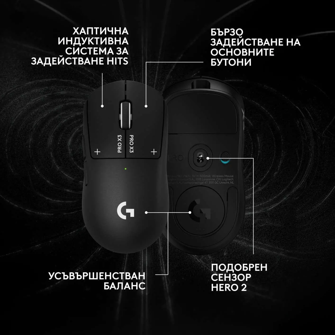 Геймърска мишка Logitech G Pro X3 Superstrike - Midnight Black - image 7