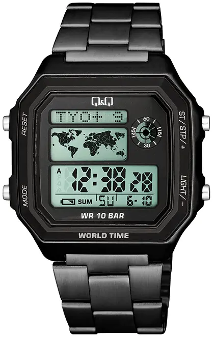 Ceas digital pentru bărbați Q&Q World Time - M196J008Y