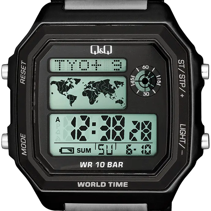 Ανδρικό ψηφιακό ρολόι Q&Q World Time - M196J008Y - image 1