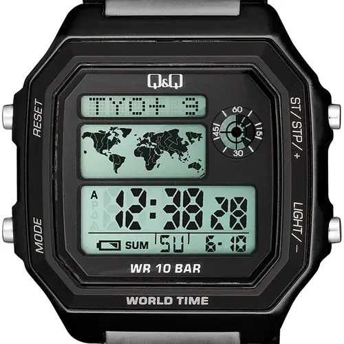 Ceas digital pentru bărbați Q&Q World Time - M196J008Y - 2