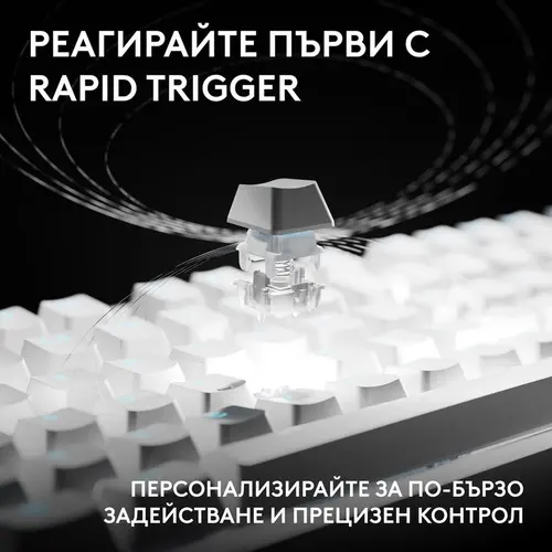 Геймърска механична клавиатура Logitech G Pro X2 RAPID TKL, Magnetic Analog Linear Switch - Бял - 2