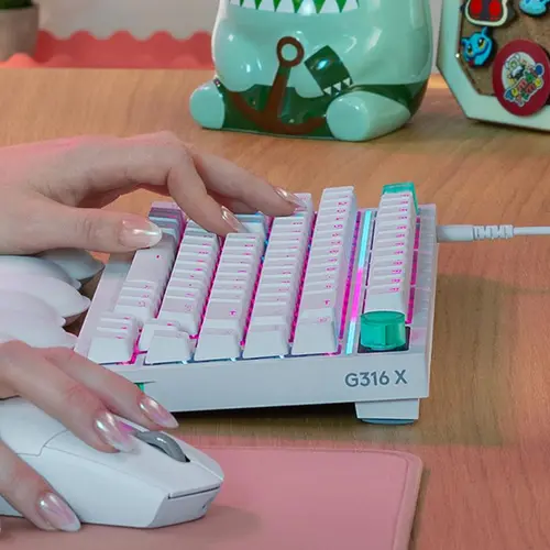 Геймърска механична клавиатура Logitech G316 X 75 - Hot-Swappable Tactile Switch - Бял - 5