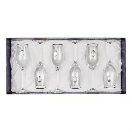 Invino 6 pahare de șampanie, placă argintie - image 1