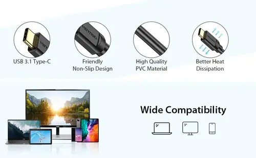 Vention καλώδιο Cable Type-C σε HDMI - 1.5m 4K Μαύρο - CGUBG - 7