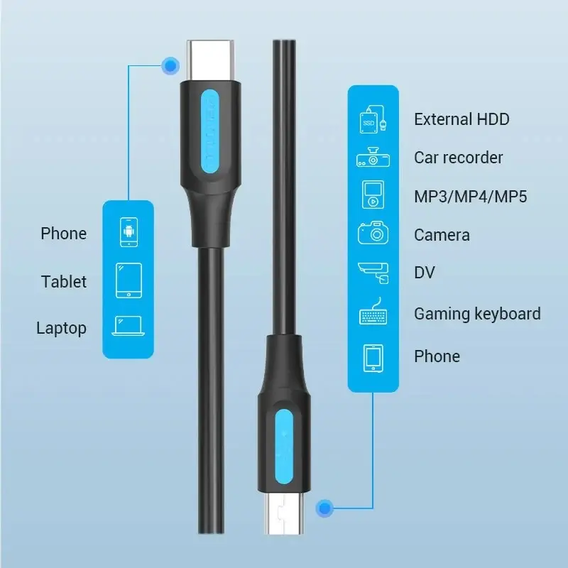 Vention Кабел USB 2.0 C M / Mini USB 5pin 0.5m - COWBD - image 11