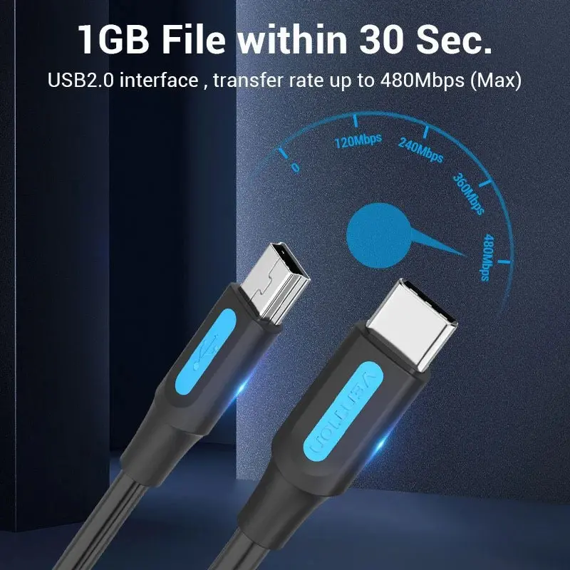 Vention Кабел USB 2.0 C M / Mini USB 5pin 0.5m - COWBD - image 5