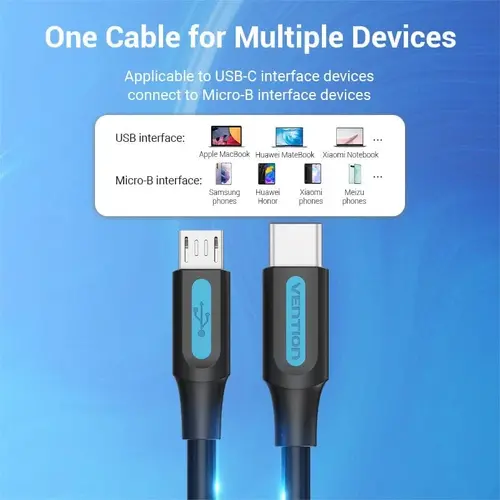 Vention Καλώδιο USB 2.0 C M / Micro-B USB M 0.5m - COVBD - 6