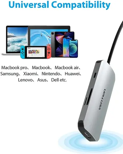 Vention σταθμός σύνδεσης Type-C - TOJHB - HDMI x 1, USB3.0 x 3, USB-C PD100W x 1, SD/TF - 3