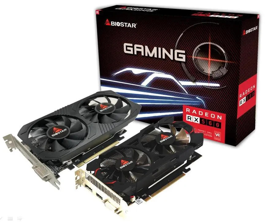 Placă video BIOSTAR Radeon RX560, 4GB, GDDR5, 128 bit, DVI-I, HDMI, DisplayPort