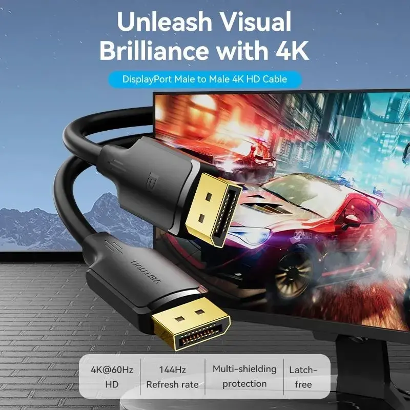 Vention Кабел Cable - Display Port v1.2 DP M / M Black 4K 2.0M - HAKBH - image 1