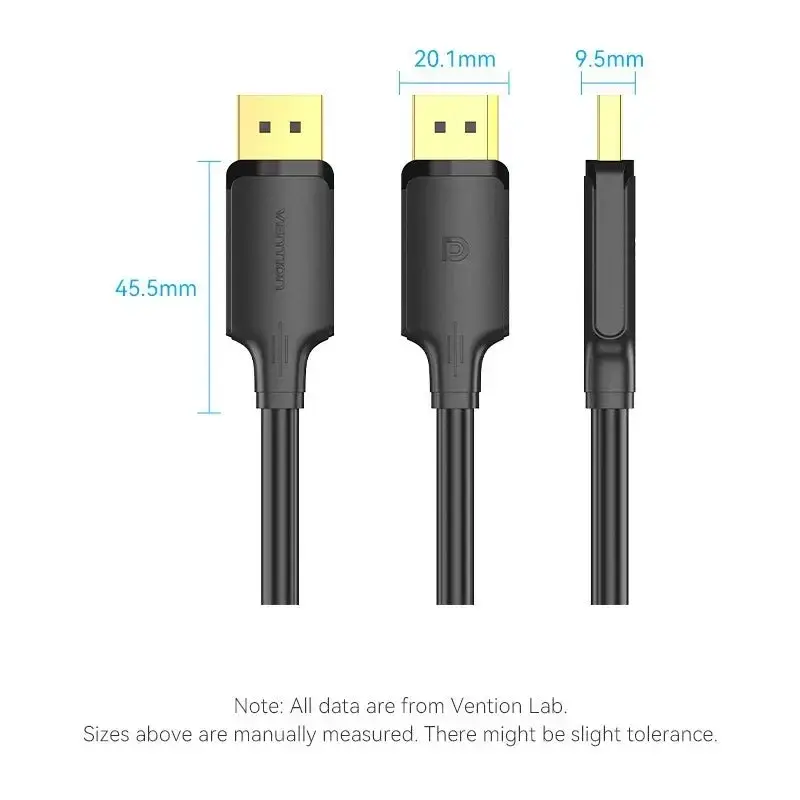 Vention Кабел Cable - Display Port v1.2 DP M / M Black 4K 2.0M - HAKBH - image 13